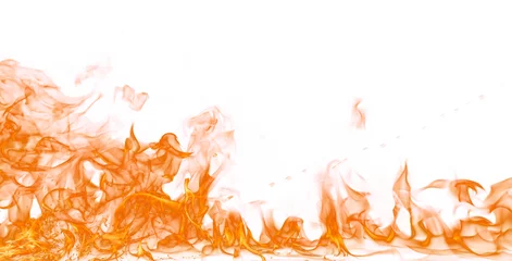 Papier Peint photo Lavable Flamme Flammes de feu sur fond blanc