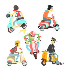 People On Scooters Set