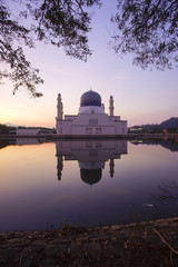 Beautiful sunrise scene at Kota Kinabalu Mosque, Sabah Borneo, M