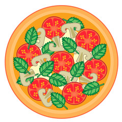 pizza with mushrooms vector illustration