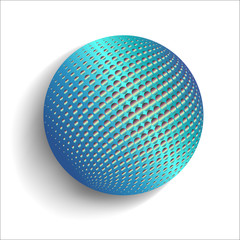 3D illustration bright colored sphere with Halftone-Effect. Isolated object for design on a white background with soft shadow