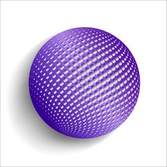 3D illustration bright colored sphere with Halftone-Effect. Isolated object for design on a white background with soft shadow