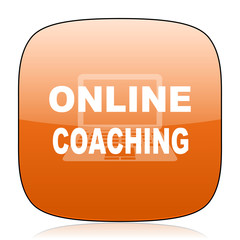 online coaching orange square web design glossy icon