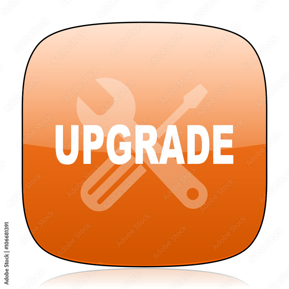 Poster upgrade orange square web design glossy icon