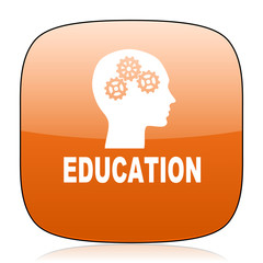 education orange square web design glossy icon