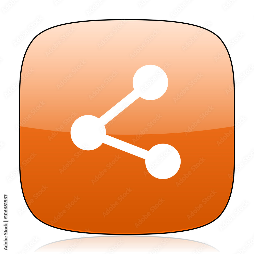 Poster share orange square web design glossy icon