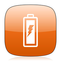 Fototapeta premium battery orange square web design glossy icon