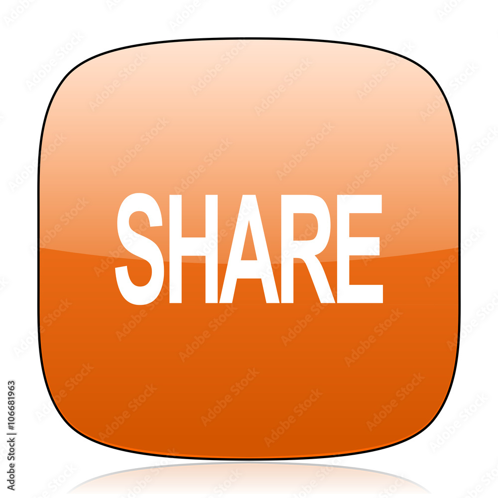 Poster share orange square web design glossy icon