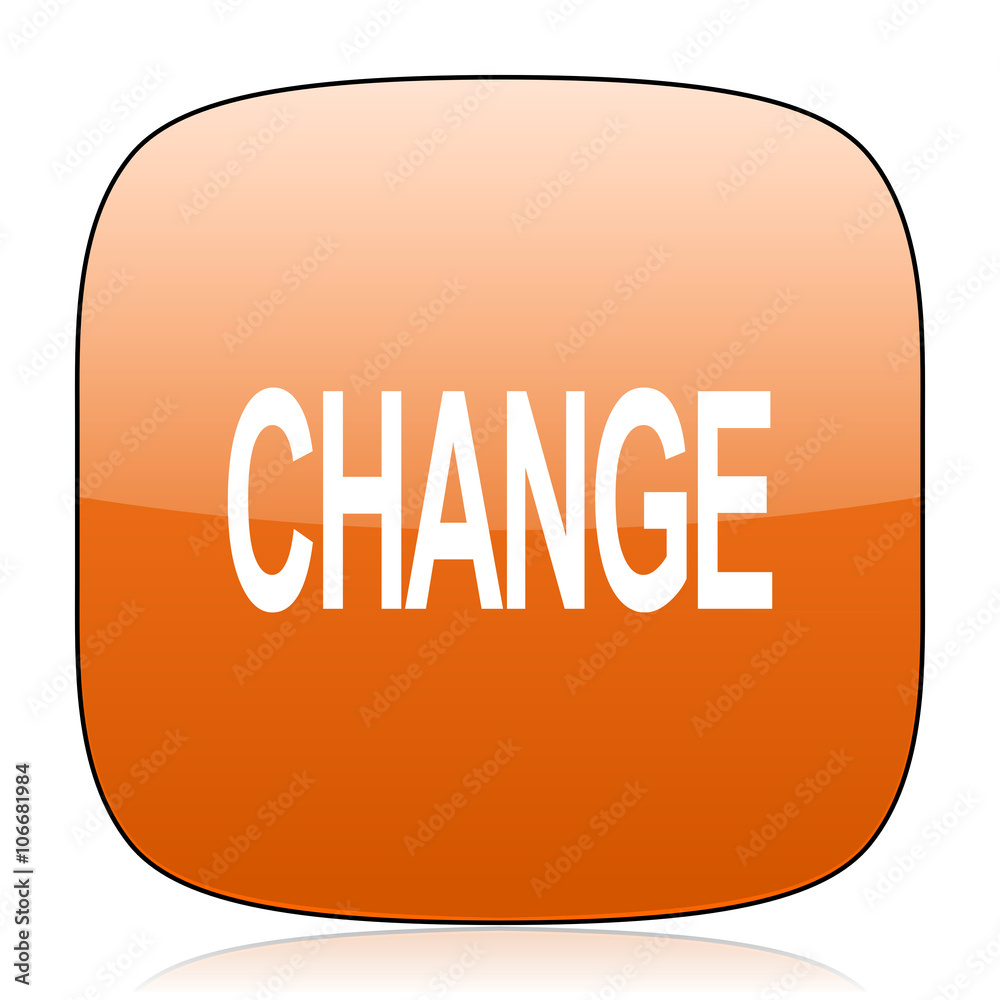 Aufkleber change orange square web design glossy icon