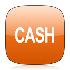 cash orange square web design glossy icon