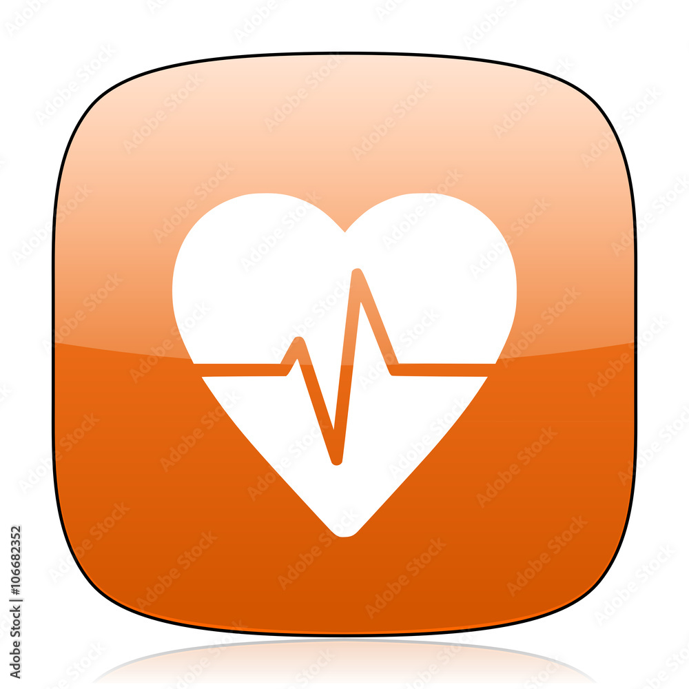 Aufkleber pulse orange square web design glossy icon