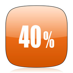 40 percent orange square web design glossy icon