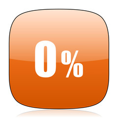 0 percent orange square web design glossy icon