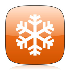 snow orange square web design glossy icon