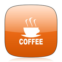 espresso orange square web design glossy icon