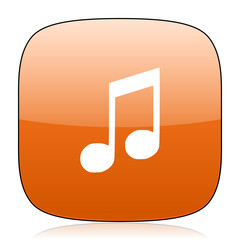 music orange square web design glossy icon