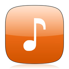 music orange square web design glossy icon