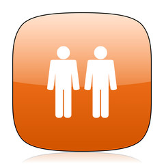 couple orange square web design glossy icon