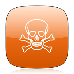 skull orange square web design glossy icon