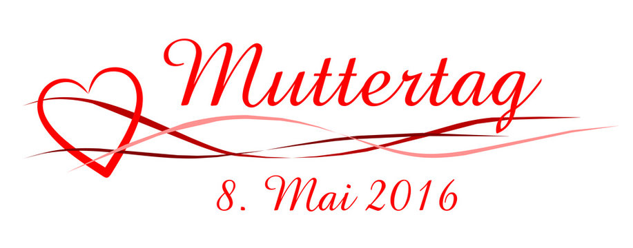 Banner Muttertag mit rotem Herz und 8. Mai. 2016