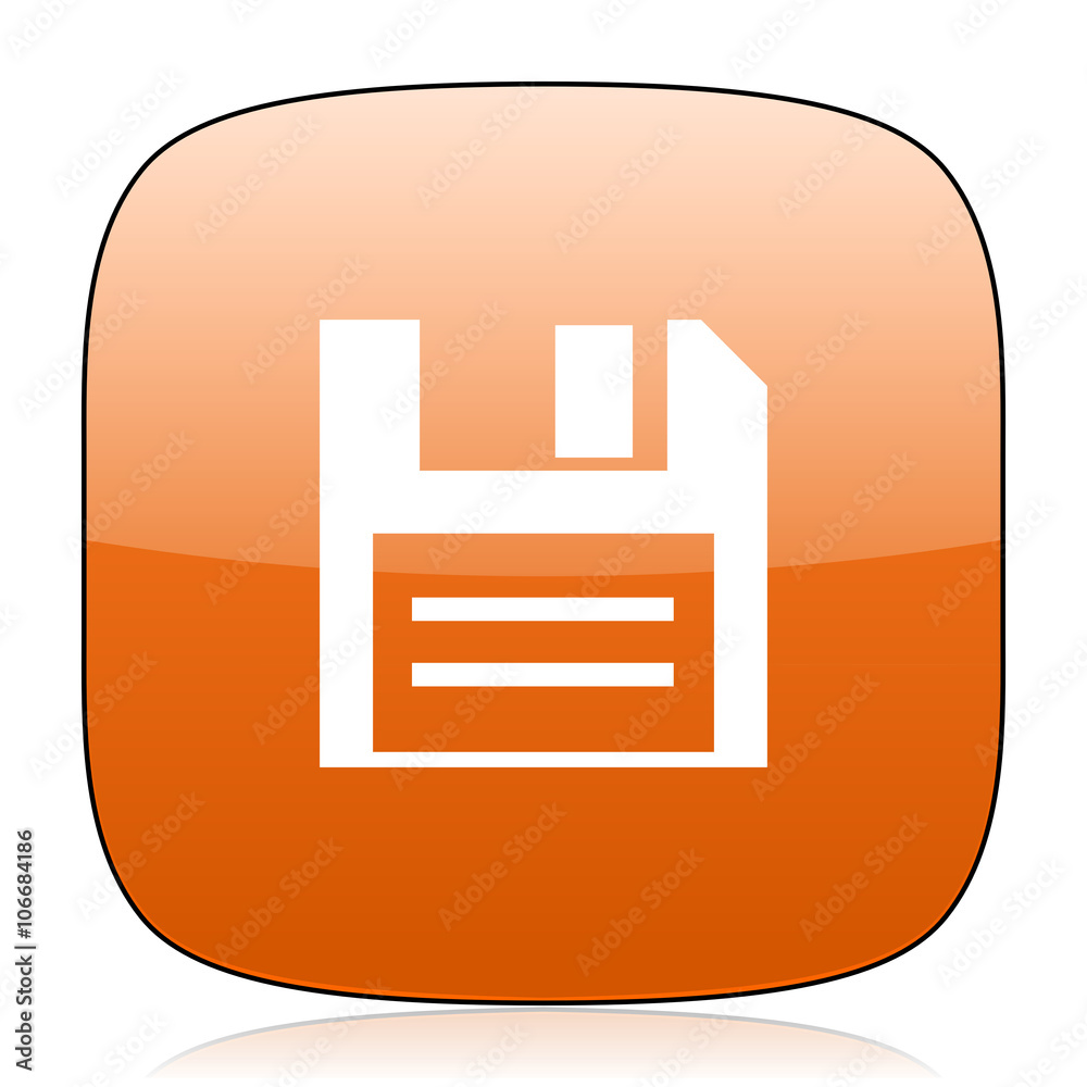 Poster disk orange square web design glossy icon
