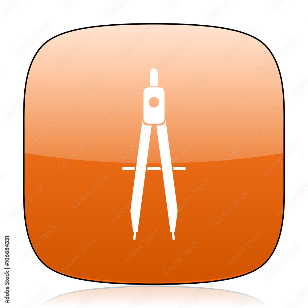Aufkleber learning orange square web design glossy icon