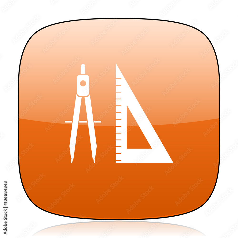 Aufkleber learning orange square web design glossy icon