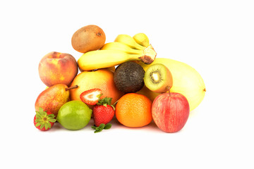 Assortment of exotic fruits isolated on white
