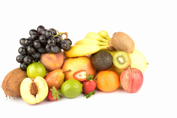 Fototapeta premium Assortment of exotic fruits isolated on white