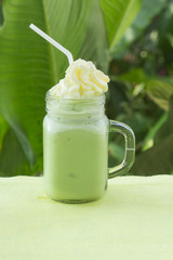 Matcha Green Tea smoothie whiped cream topping