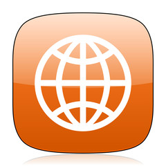 Obraz premium earth orange square web design glossy icon
