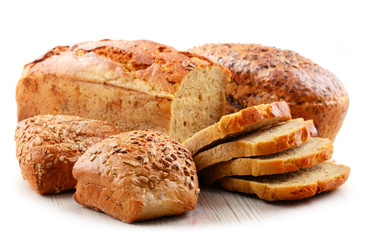 Composition with assorted baking products isolated on white