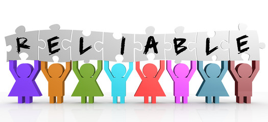 Puppet hold puzzle with reliable word on it