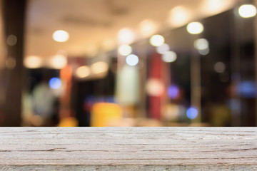 table top counter with cafe background