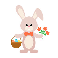 easter bunny with basket and flower