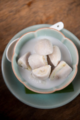 Banana in Coconut Milk. Traditional dessert of asian, Thailand