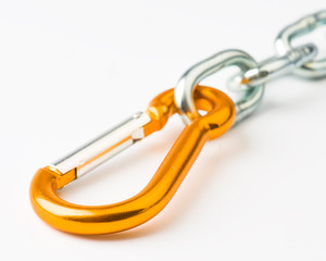 Steel chain and clamp gold metallic security