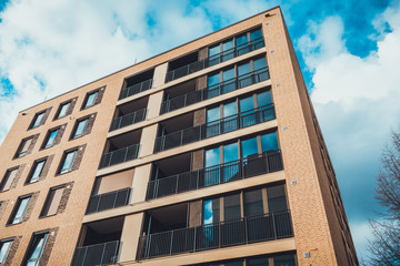 Rectangular brick apartment complex in Berlin