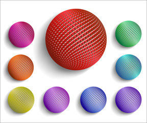 3D illustration bright colored sphere with Halftone-Effect. Set of isolated objects for design on a white background with soft shadow