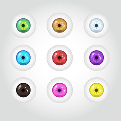 Colorful cartoon 3d eyes set