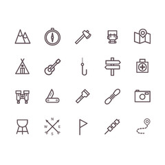 camping icon set vector.line vector.