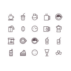 coffee icon set vector. line icons.