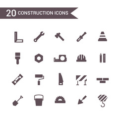construction icon set vector. Silhouette icons.