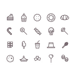 Dessert icon set vector. line icons.