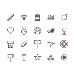 game rpg icon set vector. line icons.