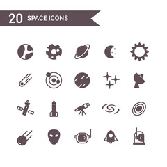space icon set vector. Silhouette icons.