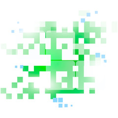 Green abstract background, geometric figures on white background