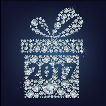 Gift present with 2017 made up a lot of diamonds