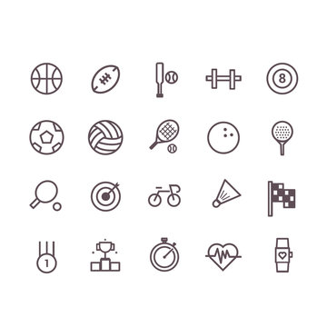 sport icon set vector. line icons.