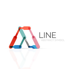 Linear abstract logo, connected multicolored segments of lines geometrical figure